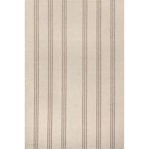 Lauren Liess Hawthorn Striped Wool Ivory Doormat 3 ft. x 5 ft. Indoor/Outdoor Patio Rug