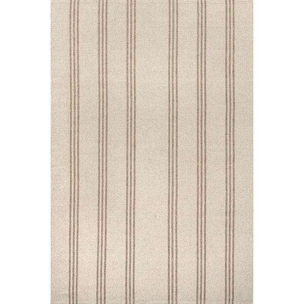 Hawthorn Striped Wool Ivory 9 ft. x 12 ft. Indoor/Outdoor Patio Rug