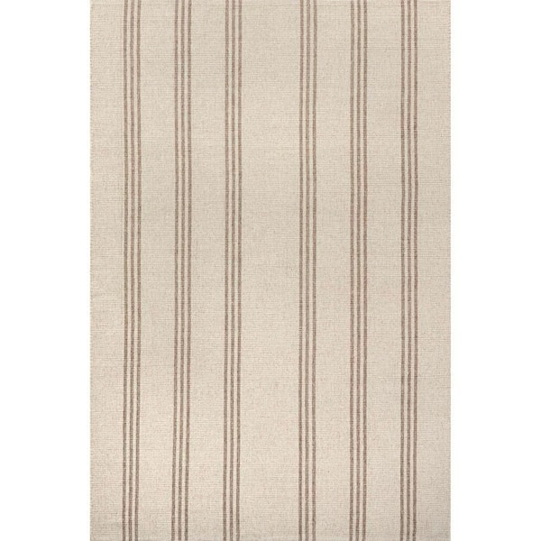 RUGS USA Lauren Liess Hawthorn Striped Wool Ivory 9 ft. x 12 ft. Indoor/Outdoor Patio Rug