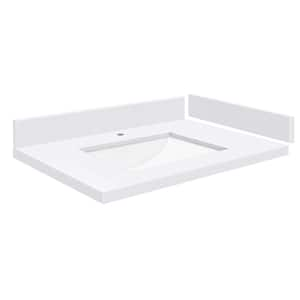 Silestone 25.5 in. W x 22.25 in. D Qt. White Rectangular Single Sink Vanity Top in Miami White