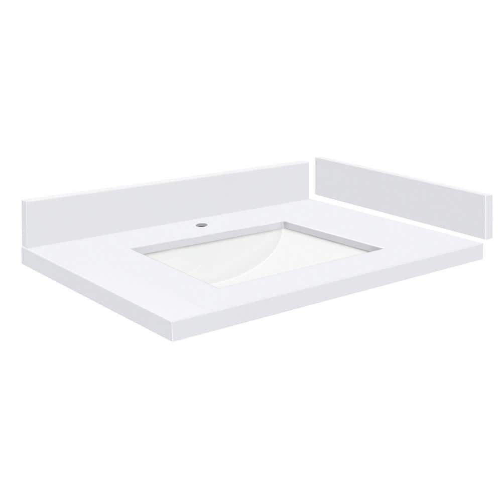Silestone 28.25 in. W x 22.25 in. D Quartz White Rectangular Single Sink Vanity Top in Miami White price history on PriceWatchPro
