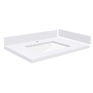 Silestone 30.5 in. W x 22.25 in. D Quartz White Rectangular Single Sink Vanity Top in Miami White