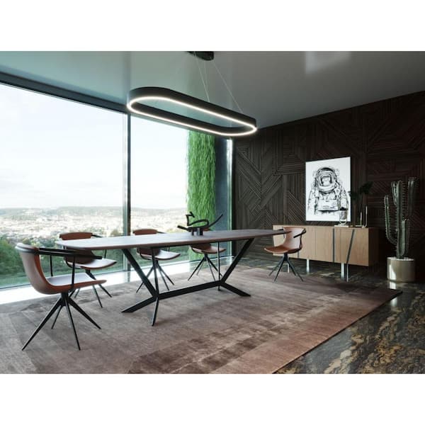 HomeRoots Antique Black Ceramic 118 in. Trestle Dining Table Seats 10+
