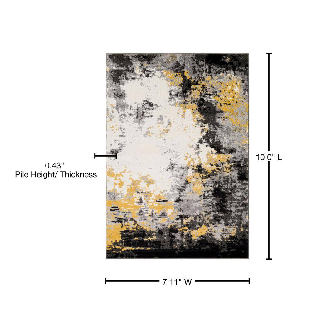 Gray Abstract Rectangular Low Pile Synthetic Rug 7'11" x 10'
