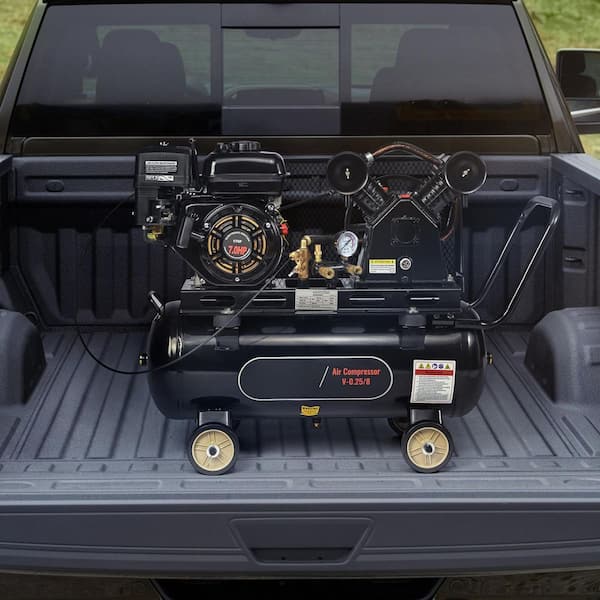 7 HP Gas Powered Air Compressor, 13.2 Gal. 115 PSI Horizontal Air Compressor Tank, Gas Driven Air Compressed System