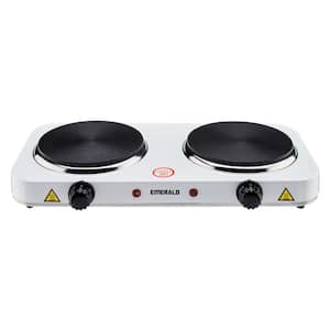 2-Burner 6.1 in. White Electric Hot Plate Stove 2000W (2x1000W)