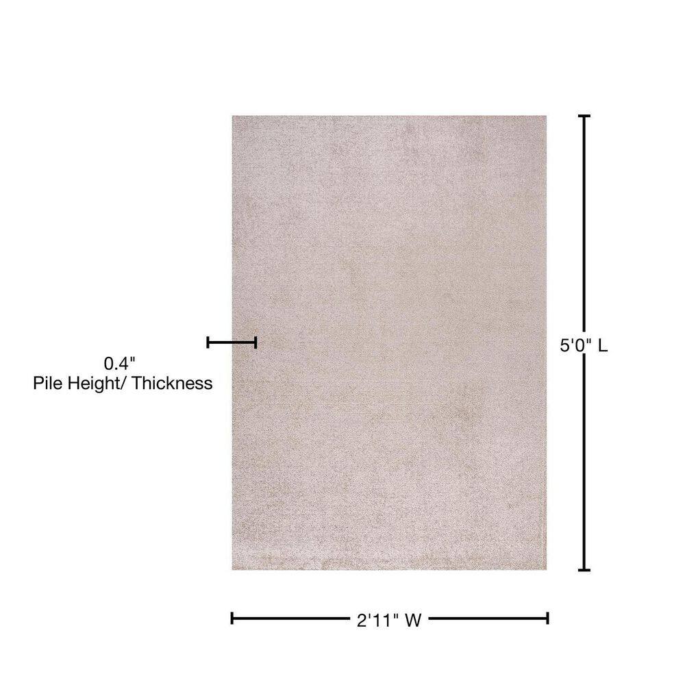 Beige Low-Pile Synthetic Reversible Area Rug, 3 x 5 ft