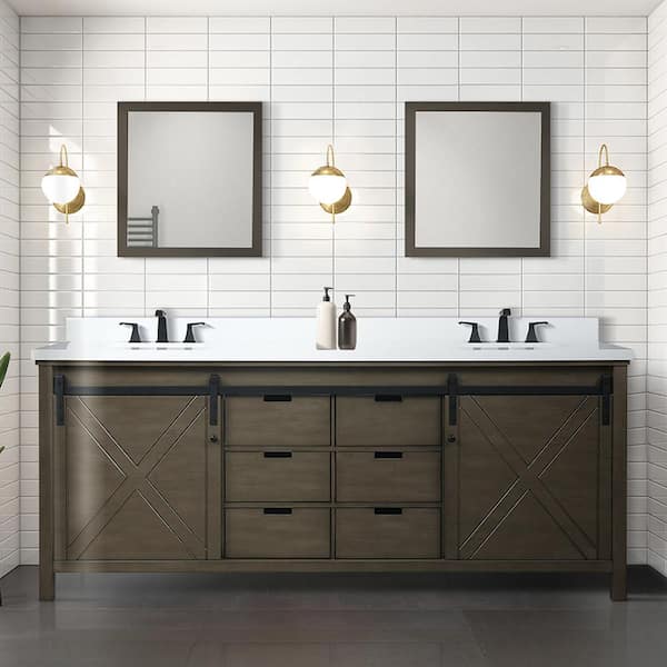 Lexora Marsyas 84 in W x 22 in D Rustic Brown Double Bath Vanity without Top