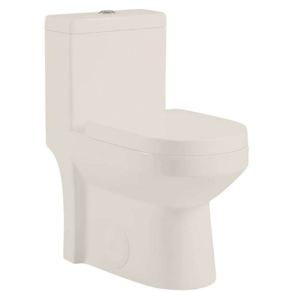 HOROW 1piece 0.8/1.28 GPF Dual Flush Round Toilet in Biscuit with