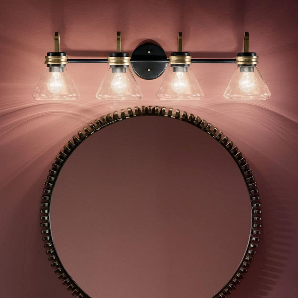 Farum 34 in. 4-Light Vanity Light with Clear Glass in Black price history on PriceWatchPro