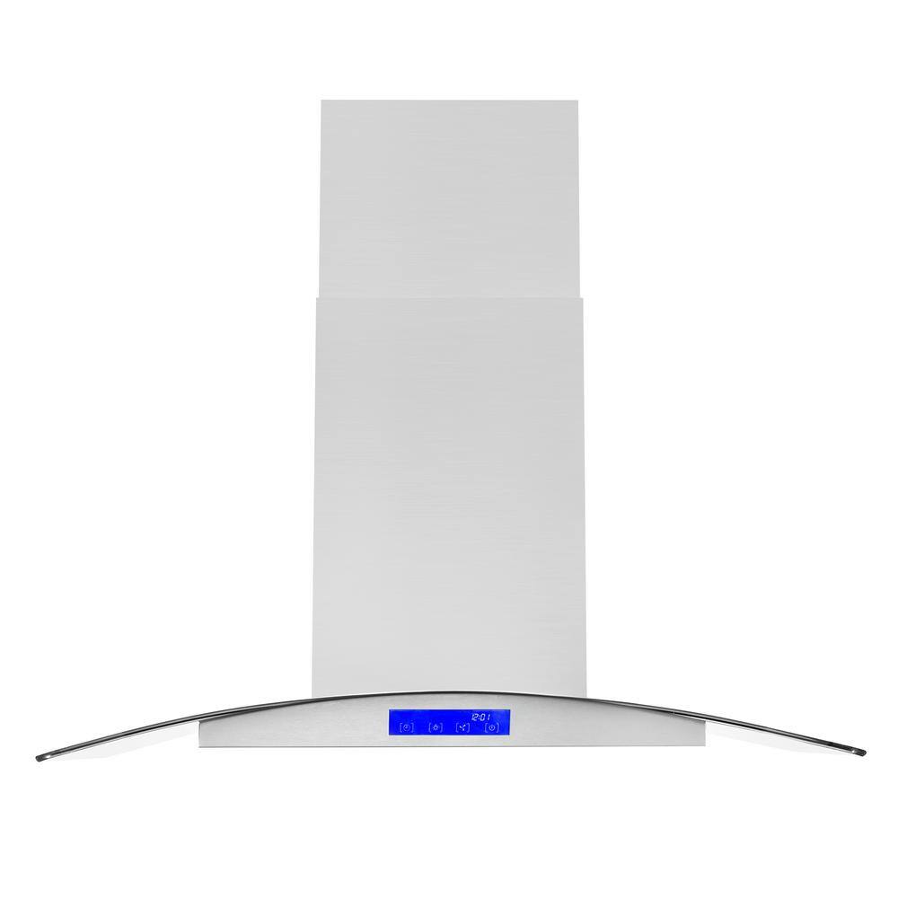 Cosmo 36" Stainless Steel Convertible Island Range Hood with Charcoal Filter