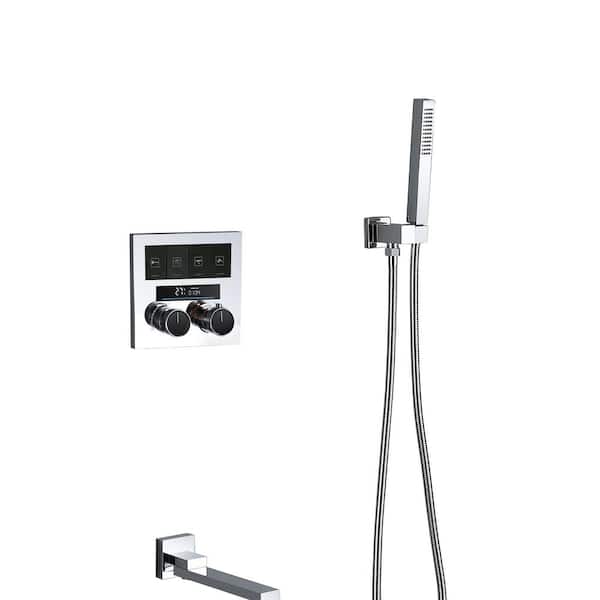 4-Spray Double Handled Wall Mount Shower Head Tub and Shower Faucet 1. 59 GPM in Chrome