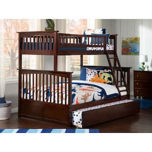Columbia Bunk Bed Twin Over Full with Twin Size Urban Trundle Bed in Walnut