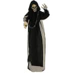 63 in. Battery Operated Poseable Standing Reaper with Green LED Eyes Halloween Prop