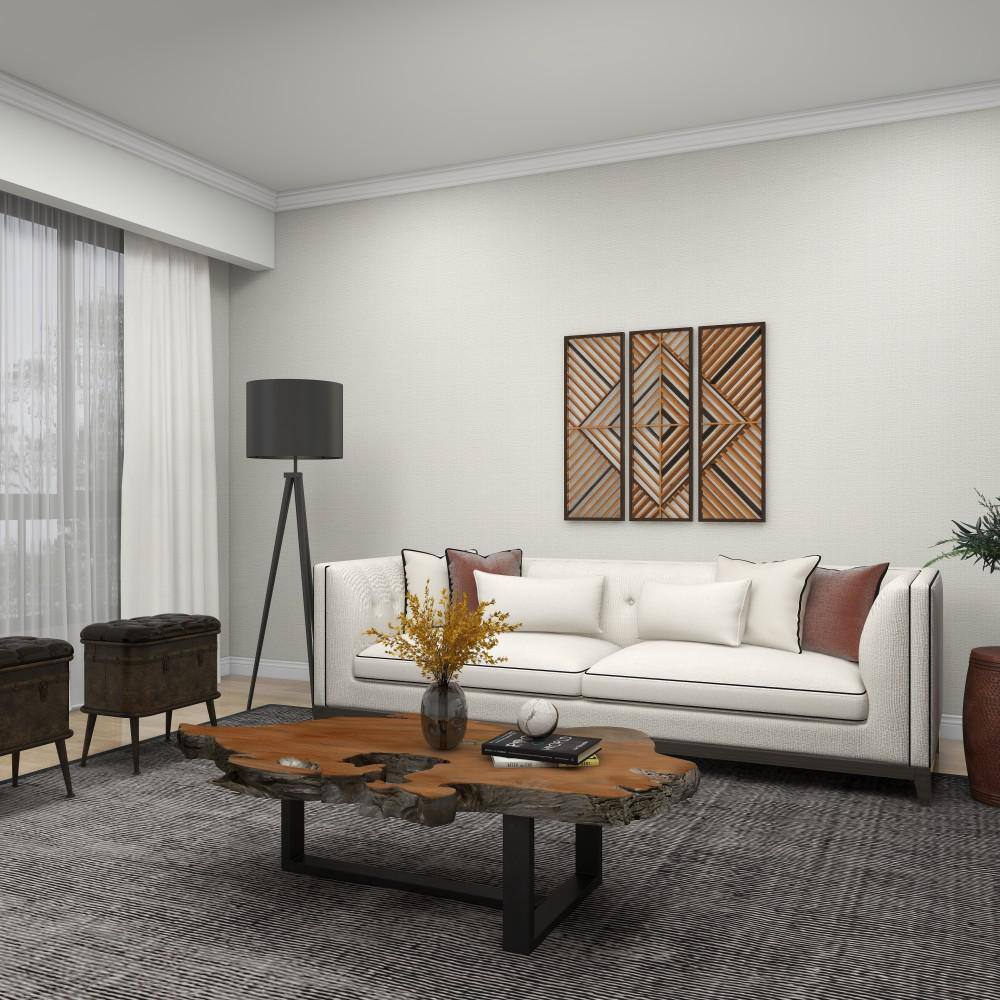 Brown and Light Brown Wood Geometric Wall Decor Set of 3