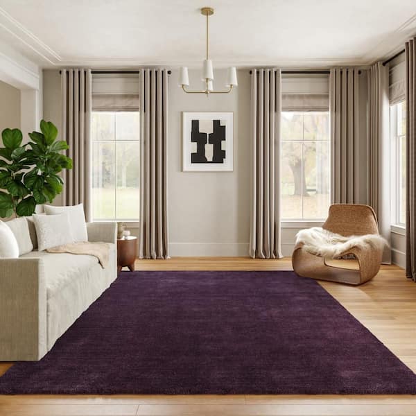 Speckled Wool-Blend Eggplant 5 ft. x 8 ft. Indoor Area Rug