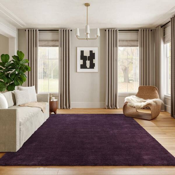 Arrel Speckled Wool-Blend Eggplant 9 ft. x 12 ft. Indoor Area Rug