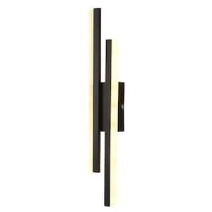 18.89 in. 1-Light Modern Black LED Wall Sconce with PVC Shade