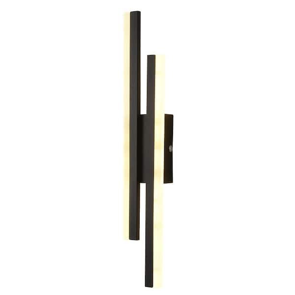 OUKANING 18.89 in. 1-Light Modern Black LED Wall Sconce with PVC Shade