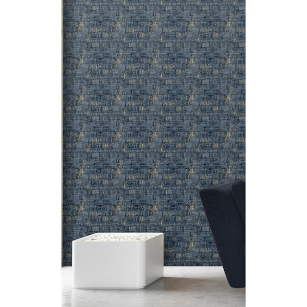 Royal Blue Cork-Like Natural Machine Washable 57 sq. ft. Non-Woven Non- Pasted Double Roll Wallpaper