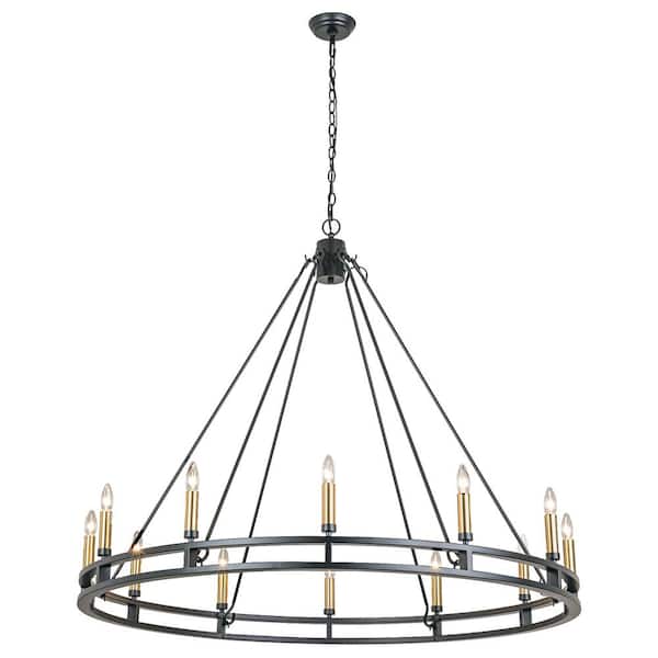 EDISLIVE Burrowes 12-Light Wagon Wheel Chandelier with Candle Style
