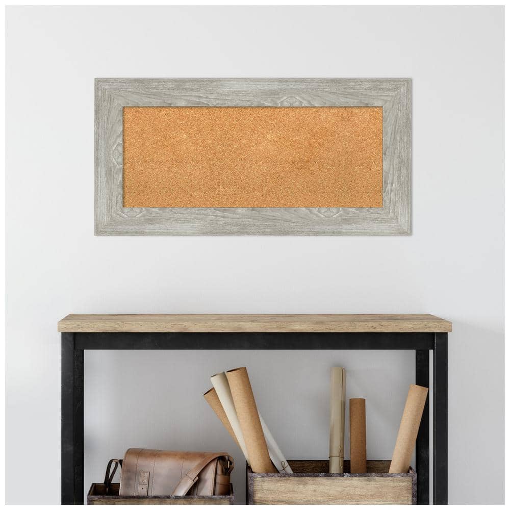 Dove Greywash Framed Natural Cork Bulletin Board