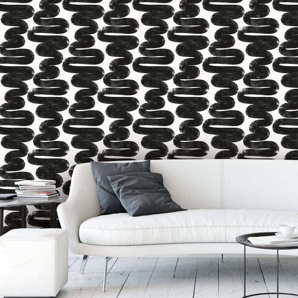 Black and White Abstract Peel and Stick Wallpaper