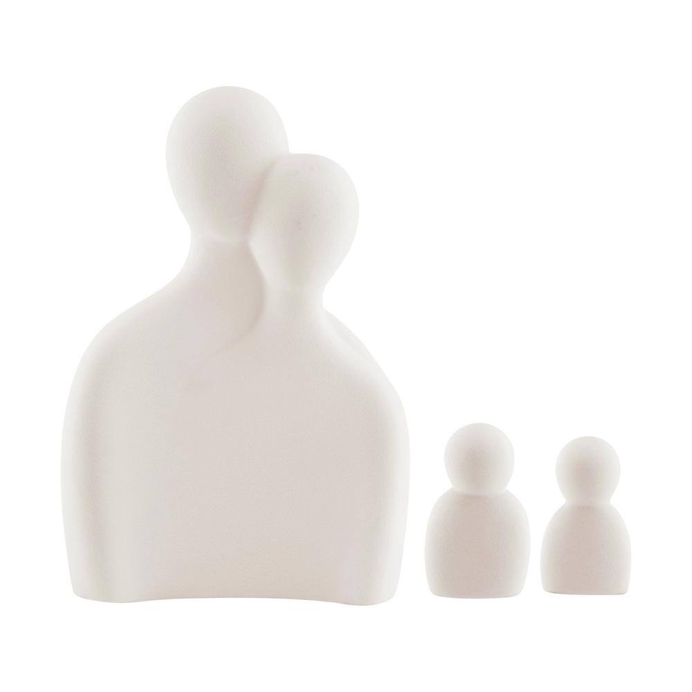 Cream Ceramic Abstract Family Sculpture Set, 10" Tall