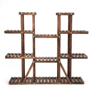 47.2 in. Dark Brown Geometric MDF Indoor Plant Stand with Number of 9-Tiers Shelf