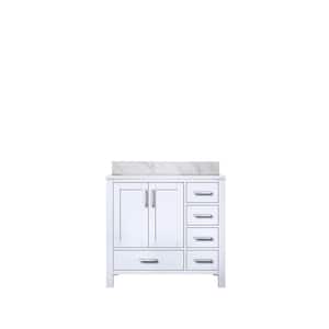 Jacques 36 in. W x 22 in. D Left Offset White Bath Vanity and Carrara Marble Top