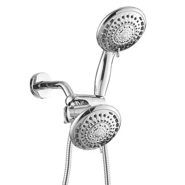 BWE 6-Spray Shower Faucet Set Hand Held Shower & Rain Shower Separately or Together with Stainless Steel Hose in Chrome