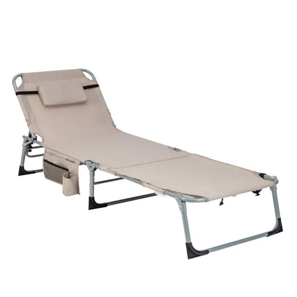 Brown 1-Piece Metal Outdoor Recliner
