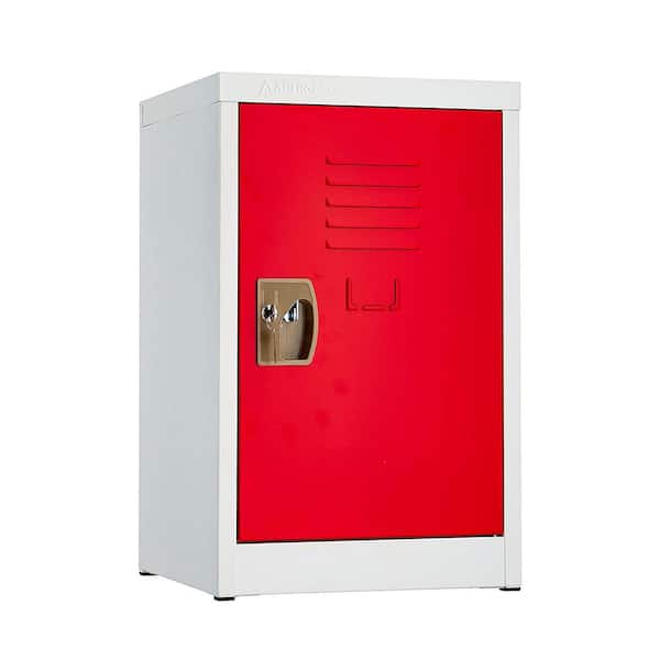 AdirOffice 629-Series 24 in. H 1-Tier Steel Storage Locker Free Standing Cabinets for Home, School, Gym in Red