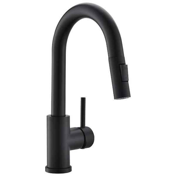 Black 17.7 in. H Pull Down Sprayer Kitchen Faucet with 360° Swivel Spout