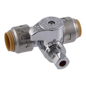 Max 1/2 in. Push-to-Connect x 1/2 in. Push-to-Connect x 1/4 in. Compression Chrome-Plated Brass Service Stop Tee