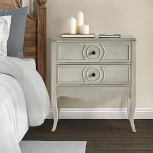 Albin White 3-Drawer Nightstand with Built-In Outlets