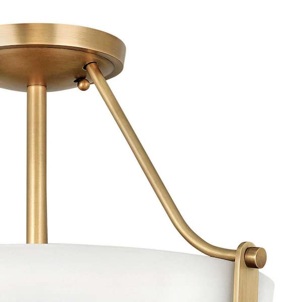 HINKLEY - Hathaway 16 In. 3-Light Heritage Brass Semi-Flush Mount