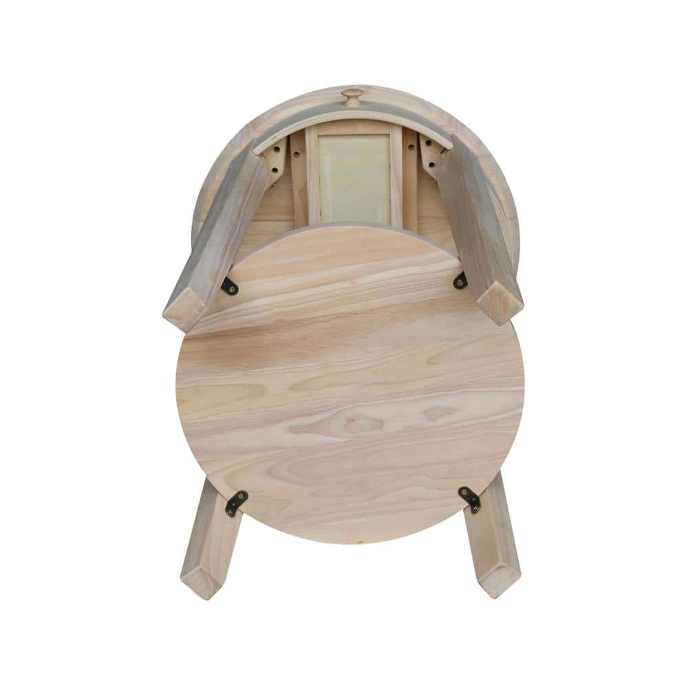 Round Solid Wood Accent Table with Storage Drawer