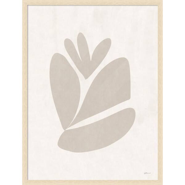 Woodgrain "Minimalist Flower" by Gabrielly Guedes Abstract Framed Canvas Art Print 38 in. x 29 in.