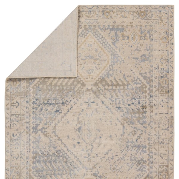 Vibe Rush Light Gray/Blue 3 ft. x 4 ft. Medallion Polypropylene Indoor/Outdoor Area Rug