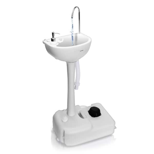 Photo 1 of SereneLife Portable Camping Sink w/ Towel Holder & Soap Dispenser - 19L Water Capacity Hand Wash Basin Stand w/ Rolling Wheels (ITEM IS DIRTY FROM EXPOSURE0