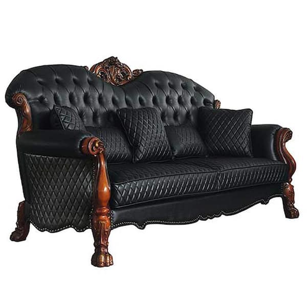 Acme Furniture Dresden 93 in. Round Arm 3-Seater Sofa in Black