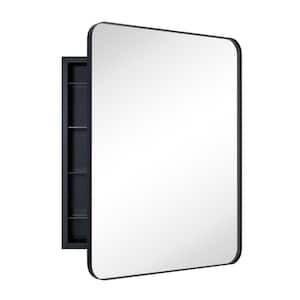 WH 24 in. W x 30 in. H Rectangular Stainless Steel Recessed Framed Medicine Cabinet with Mirror in Matt Black