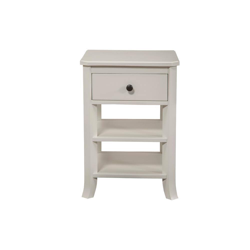 Transitional Alpine Baker 1-Drawer White Nightstand