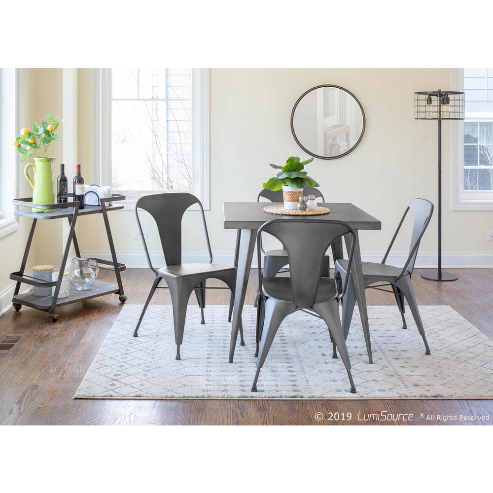 Matte Grey High Metal Slat Back Side Chair