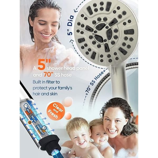 Handheld High-Pressure Shower Head 10-Spray Wall Mount Handheld Shower Head  1.8 GPM in ‎Premium Chrome B09YN8Z2YD - The Home Depot