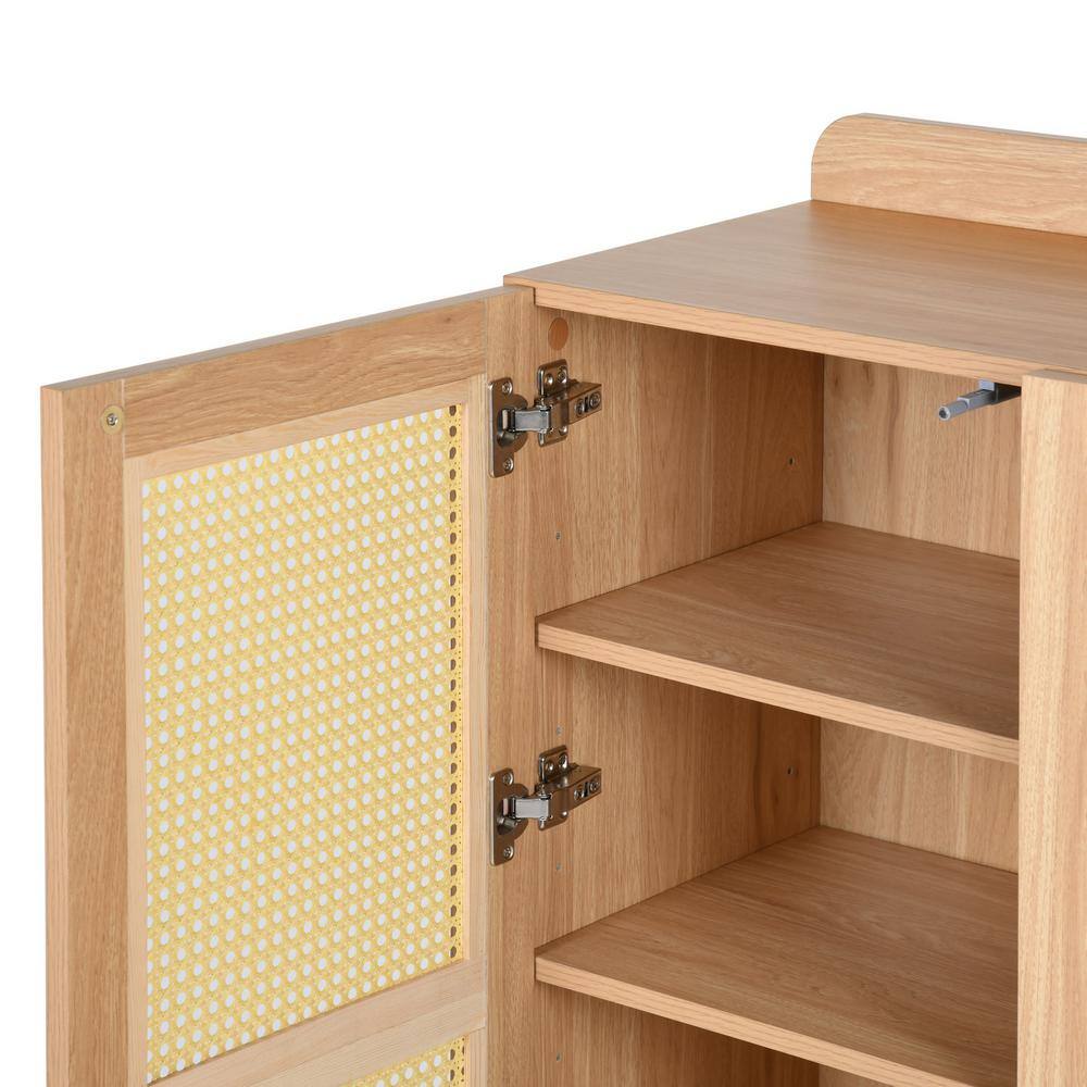 Farmhouse Oak 43.3'' Accent Cabinet with Faux Rattan Doors