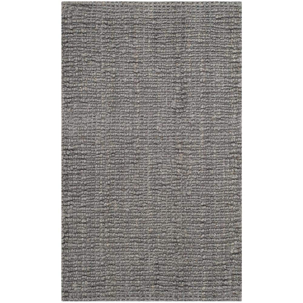 Handwoven Light Gray Rectangular Wool-Cotton Blend Area Rug