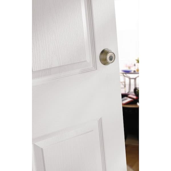 660 Satin Nickel Single Cylinder Deadbolt featuring SmartKey Security and Microban Technology