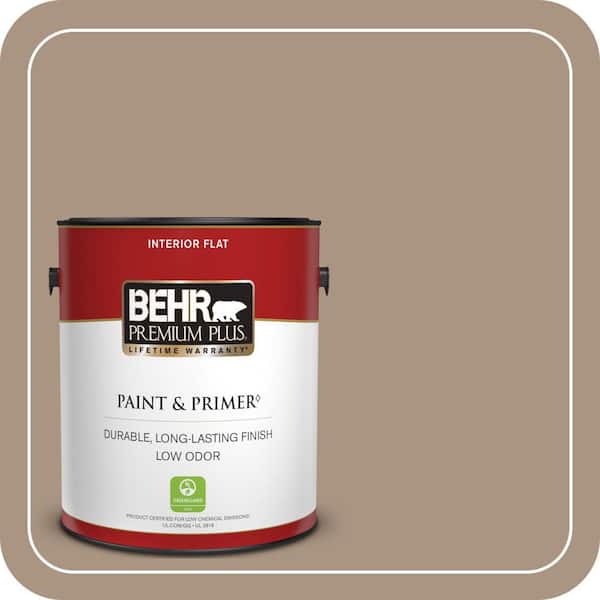 BEHR PREMIUM PLUS 1 gal. #T17-11 Silent Sands Flat Low Odor Interior Paint & Primer